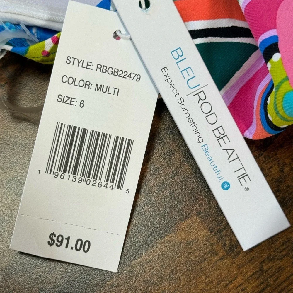NWT Bleu by Rod Beattie Printed Twist Bandeau Tankini Swim Top Size 6 - Picture 6 of 8